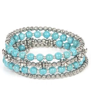 Silver and Turquoise Beaded Bracelet